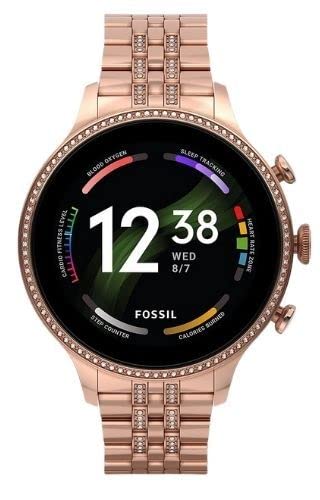 Fossil Smartwatch Gen 6 da Donna in Acciaio con Alexa Integrata, Color Oro Rosa con Bracciale in Acciaio Color Oro Rosa, FTW6077