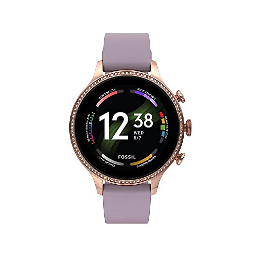 Fossil Smartwatch Gen 6 da Donna in Acciaio con Alexa Integrata, Color Oro Rosa con Cinturino in Silicone Viola, FTW6080