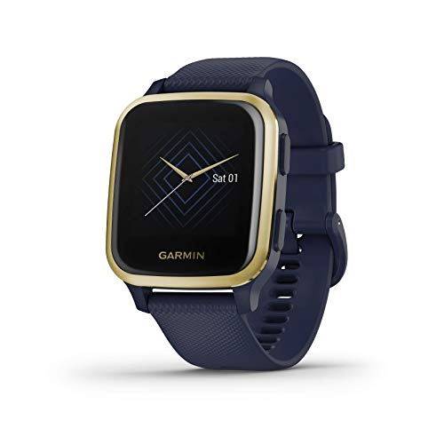 Garmin Venu Sq Music, Smartwatch GPS Sport con Lettore Musicale, Monitoraggio della Salute e Garmin Pay, Blu (Blu/Oro)