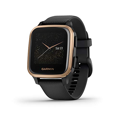 Garmin Venu Sq Music Amazon Exclusive, Smartwatch GPS Sport con Lettore Musicale, Monitoraggio della Salute e Garmin Pay, Nero (Nero/Oro Rosa)