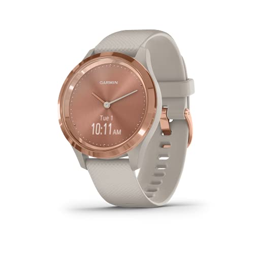 Garmin Vivomove 3S Smartwatch ibrido con lancette dell'orologio reali e display touchscreen nascosto, silicone sabbia chiaro con hardware oro rosa 39 mm (Ricondizionato)