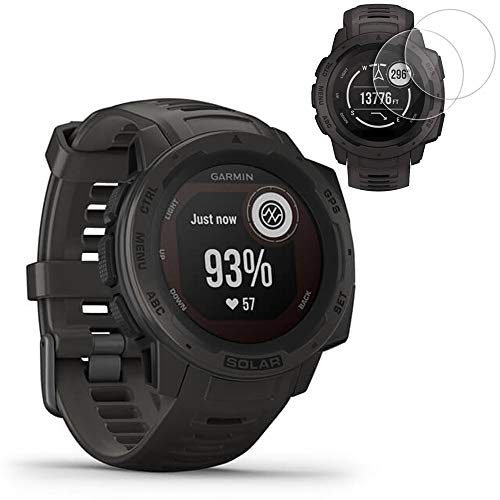 Garmin Instinct Solar GPS Smartwatch - Graphite (010-02293-10) w/ 2X Screen Protectors