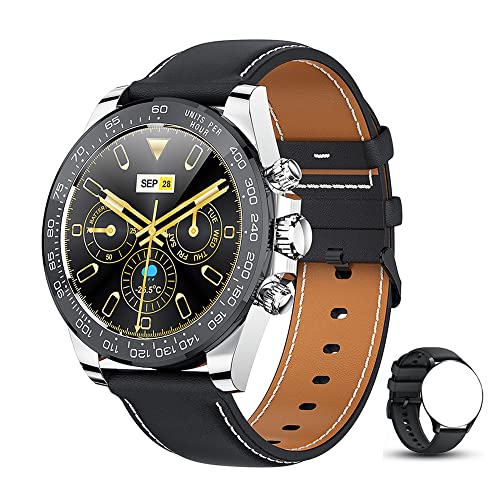 GaWear Smartwatch Uomo Orologio Fitness Impermeabile IP68 Smart Watch Cardiofrequenzimetro da Polso Contapassi Smartband Activity Tracker Cronometro per Android iOS (2 Cinghie) (Nero)