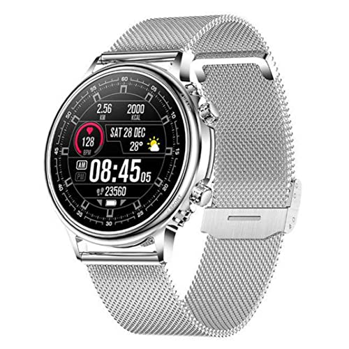 Uomo Smart Watch Touch Screen impermeabile sportivo fitness tracker cinturino in acciaio argento dispositivo indossabile