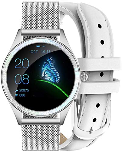 Gino Rossi Smartwatch, braccialetto fitness con pedometro, cardiofrequenzimetro, cronometro, orologio sportivo da donna per iOS Android + cinturino aggiuntivo