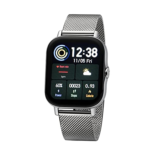 HEAD LOS Angeles - Smartwatch da 37 mm per uomo e donna, compatibile con iOS/Android, argento – argento/nero,