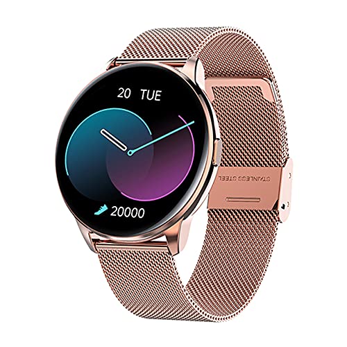 Guarda l'attività di fitness touch screen Bluetooth Smartwatch Watchwatch orologio sportivo con cinturino in acciaio Pedometro con frequenza cardiaca Sleep monitor per gli uomini Donne Golden