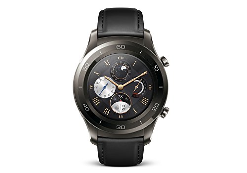 Huawei Watch 2 Classic Smartwatch, 4 GB ROM, Android Wear, Bluetooth, Wifi, Cinturino in pelle nera, Grigio (Titanium Grey)