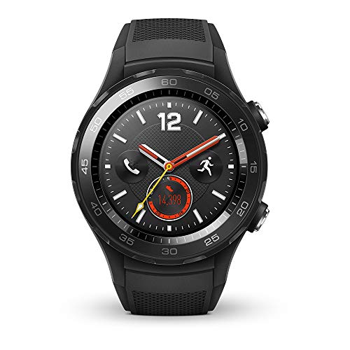 Huawei Watch 2 Smartwatch, 4G/LTE, 4 GB Rom, Wear OS by Google, Bluetooth, WiFi, Monitoraggio della Frequenza Cardiaca, Nero (Carbon Black)