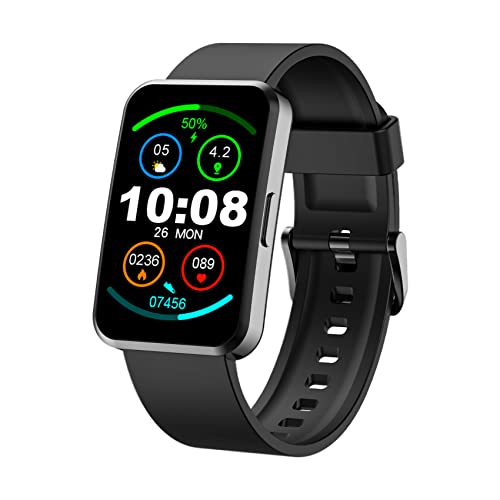 IOWODO R5 Smartwatch Uomo Donna Orologio Fitness Tracker,Saturimetro (SpO2),Cardiofrequenzimetro,Impermeabile IP68,24 Modalità Sport,Modalità Nuoto,Meteo,Cronometro,Smart Watch Per Android IOS