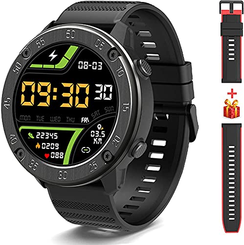 Smartwatch, IOWODO 1,3'' Touch Schermo Orologio Fitness Uomo Donna Con 2 Cinturino in Silicone, Impermeabile IP68,Cardiofrequenzimetro da Polso, Sportivi Contapassi Cronometro per Android iOS