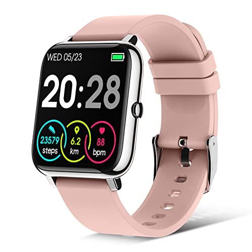Judneer Smartwatch Rosa, Orologio Fitness con 1.4 Pollici Touchscreen a Colori Smart Watch, Contapassi Cardiofrequenzimetro Smartband Notifiche Messaggi, Sportivo Activity Tracker Cronometro per Donna