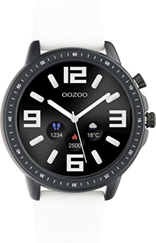 Oozoo Smartwatch unisex, da 45 mm, con cinturino in silicone da 20 mm, per uomo e donna, con contapassi, fitness tracker per iOS e Android