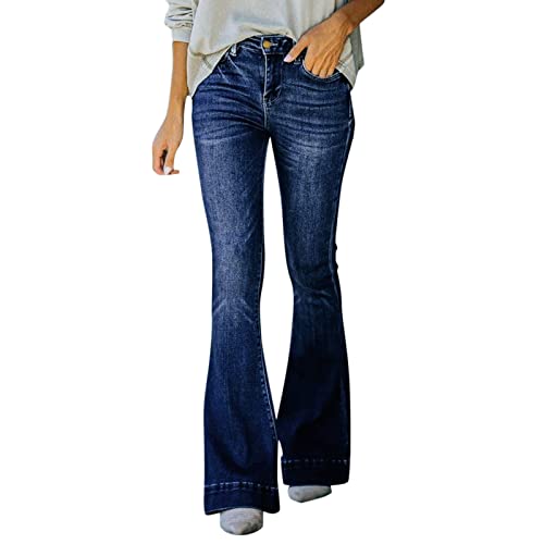 PMDKLSPQ Jeans da donna Boyfriend jeans a vita alta, pantaloni in jeans larghi, stile boyfriend, casual, pantaloni larghi, Blu scuro, XL