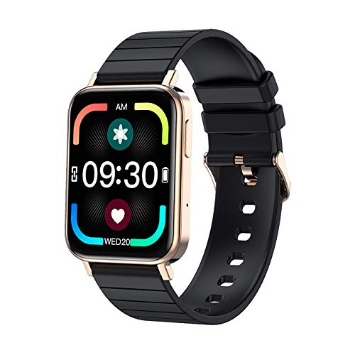 RNNTK Chiamate Bluetooth Smartwatch per Uomo Donna,con Controllo della Musica Sonno Cardiofrequenzimetro Orologio Bluetooth 1.65in Schermo HD,IP67 Impermeabile Orologio Fitness per Android iOS-Dorato