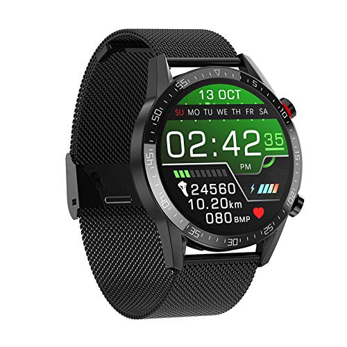 RNNTK Frequenza Cardiaca Monitoraggio Pression Sanguigna Orologio Fitness,per Uomo Donna Bluetooth Smartwatch 1.3in Schermo HD,Impermeabile Activity Tracker Smartband Sportivo per Android iOS-Nero B