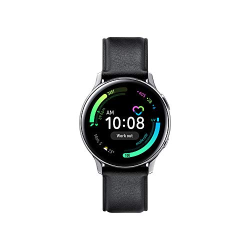 SAMSUNG Galaxy Watch Active2 Smartwatch Bluetooth 40 mm in Acciaio Inossidabile e Cinturino in Pelle, con GPS, Sensore di Frequenza Cardiaca, Tracker Allenamento, IP68, Silver, Versione Italiana