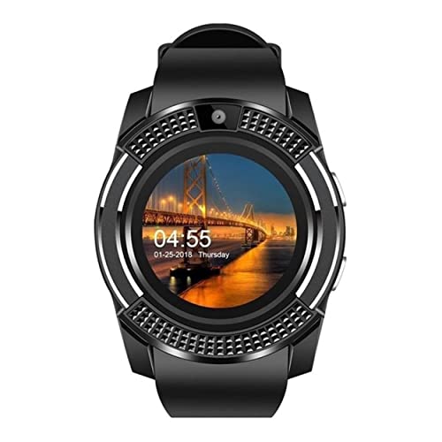 Triamisus Smart Watch, V8 da 1,22 Pollici con Grande Schermo Smart Watch Card Smart Wear Monitoraggio del Sonno Sport Contapassi Smart Watch - Nero