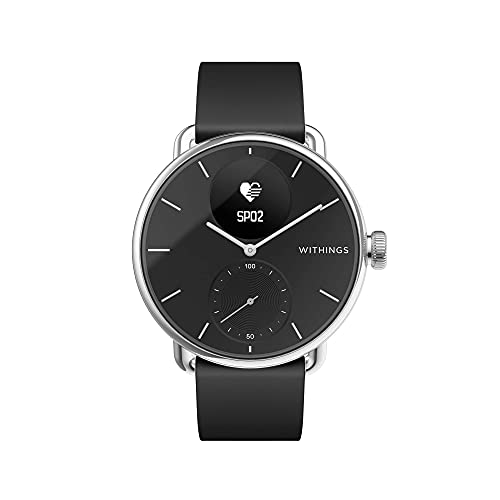 Withings Scanwatch 38 mm Nero, Hybrid Smart Watch with ECG, Heart Rate Sensor And Oximeter, SpO2, Sleep Tracking Unisex-Adult