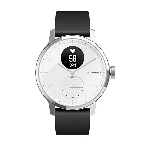 Withings Scanwatch 42 mm Bianco, Hybrid Smart Watch with ECG, Heart Rate Sensor And Oximeter, SpO2, Sleep Tracking Unisex-Adult
