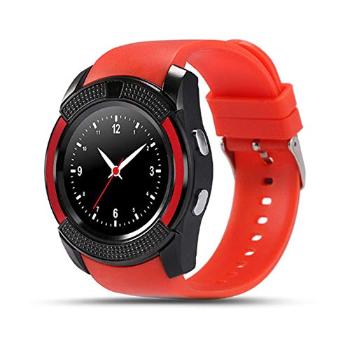 WOVELOT Intelligente Orologio Donne/Uomini Watch Phone per Android V8 Intelligente Guarda Smartwatch Impermeabile puo' Inserire la Carta SIM per chiamare Rosso
