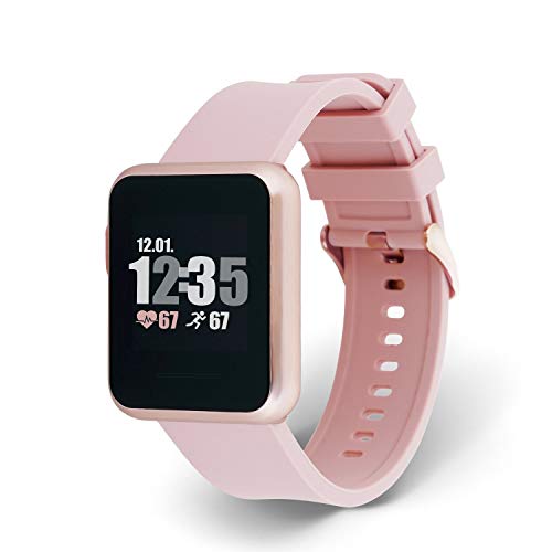X-WATCH 54043 Keto - Smart Watch e Fitness Tracker, con cardiofrequenzimetro, impermeabilità IP68, Durata Batteria Fino a 20 Giorni, per Android & iOS, Colore Argento Lucido