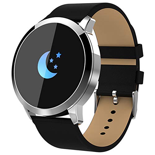 Smart Watch Schermo a colori HD Fitness Tracker impermeabile Cardiofrequenzimetro Smartwatch per Android IOS, pelle argento