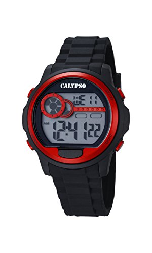 Calypso-Orologio digitale Unisex, con Display LCD digitale e cinturino in plastica, colore: nero, 2 K5667