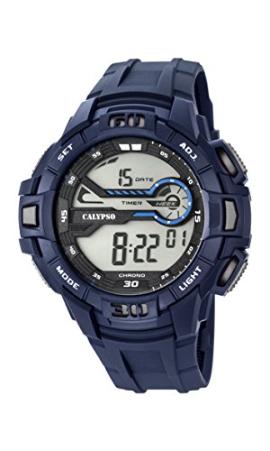 Calypso-Orologio da polso da uomo digitale, con Display LCD digitale e cinturino in plastica, colore: blu, K5695/2