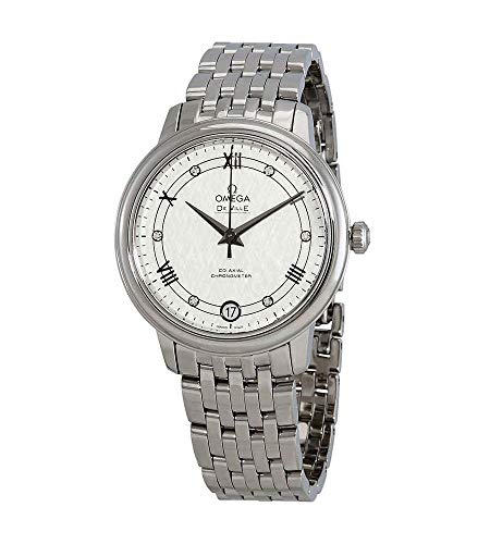 Omega De Ville automatico diamante quadrante argento orologio da donna 424.10.33.20.52.002