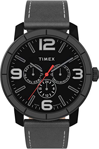 Timex Orologio Mod44 Multifunzione 44 mm con Cinturino di Pelle, Analogico, Uomo, TW2U15200