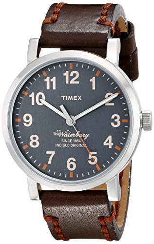 Timex TW2P58700 Waterbury quadrante grigio cinturino in pelle marrone orologio