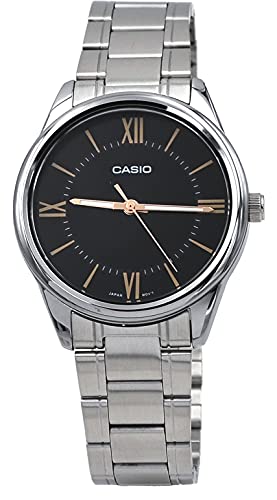 Casio MTP-V005D-1B5 Men's Standard Stainless Steel Roman Black Dial Analog Watch
